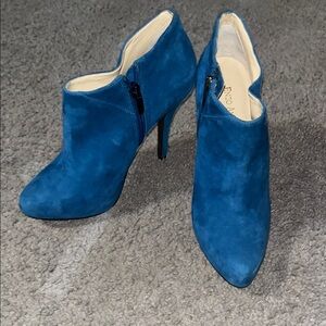 Royal Blue Suede Enzo Angolini Zipper Booties Size 7